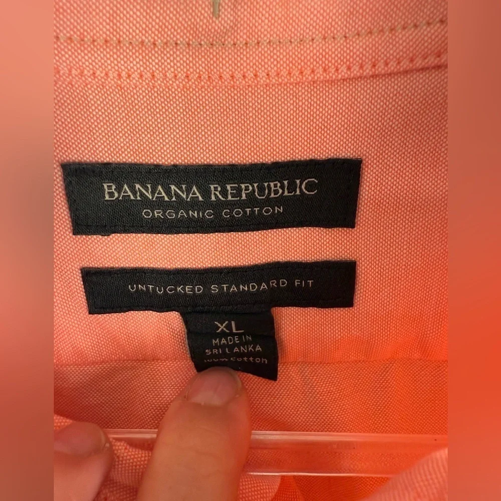 Banana republic cotton button down untucked shirt XL coral preowned
